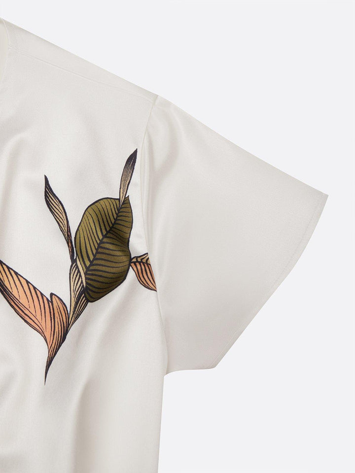 Abito Wrap Elegante con Stampa di Foglie