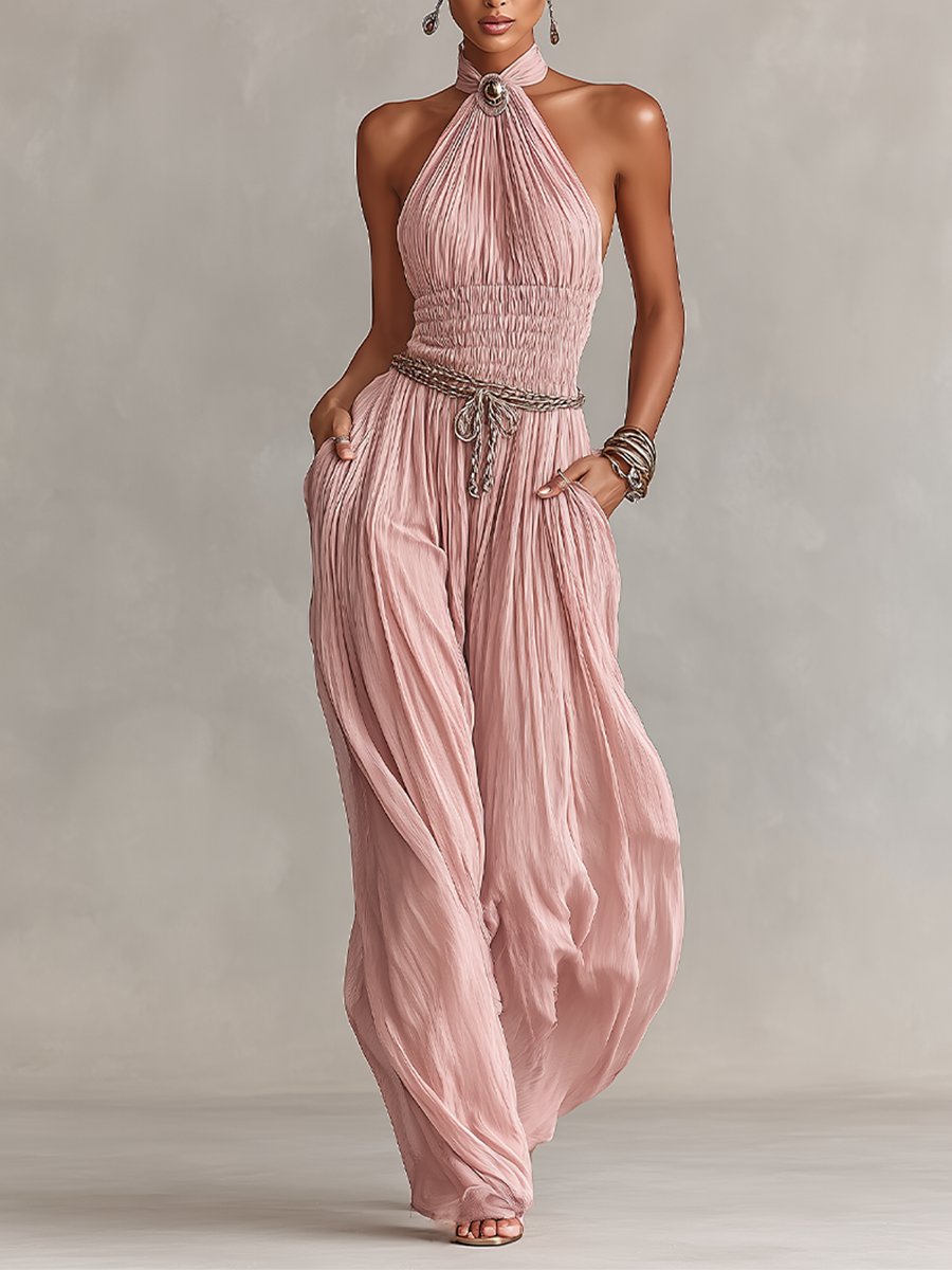 Tuta Plisata Elegante Atemporale con Collo Halter