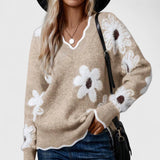 Zinovija - Elegantan pulover s cvjetnim uzorkom i ženstvenom siluetom