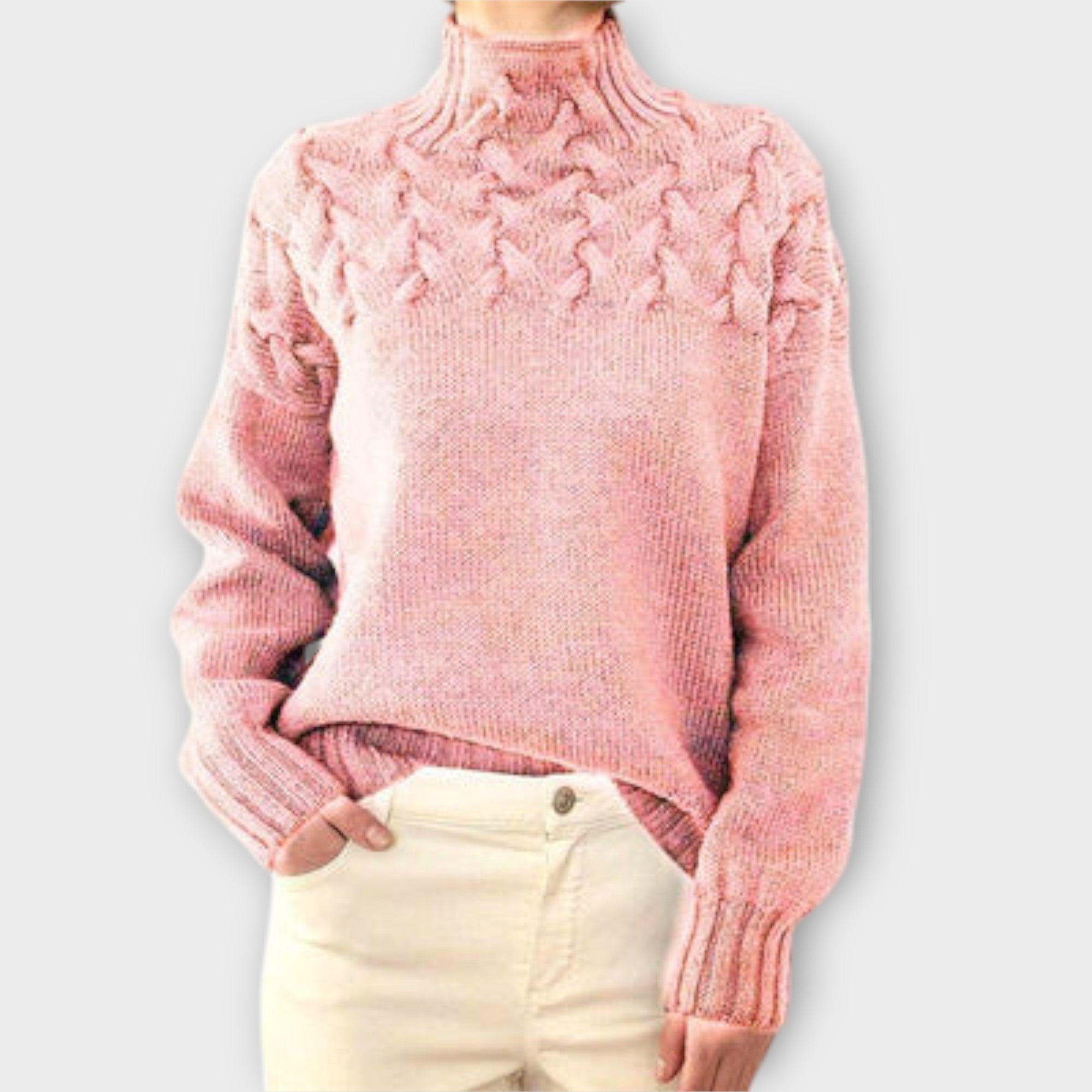 Eva - Ženski pulover s pletenim detaljima