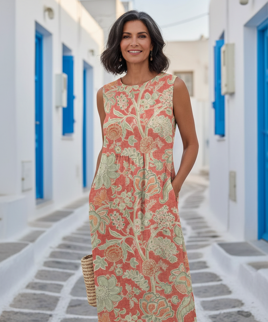 Yvonna | Midi Haljina s Cvjetovima