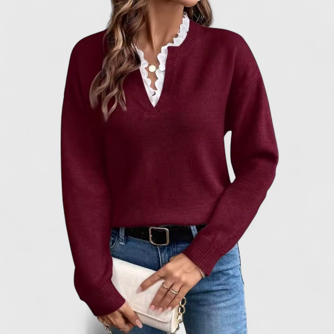 Sreća - Bluza s čipkom i V-izrezom za elegantnu udobnost