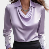 Elegantna Bijela Satenska Bluza s Draper Dekom