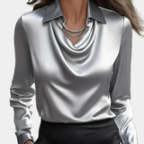 Elegantna Bijela Satenska Bluza s Draper Dekom