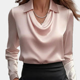 Elegantna Bijela Satenska Bluza s Draper Dekom