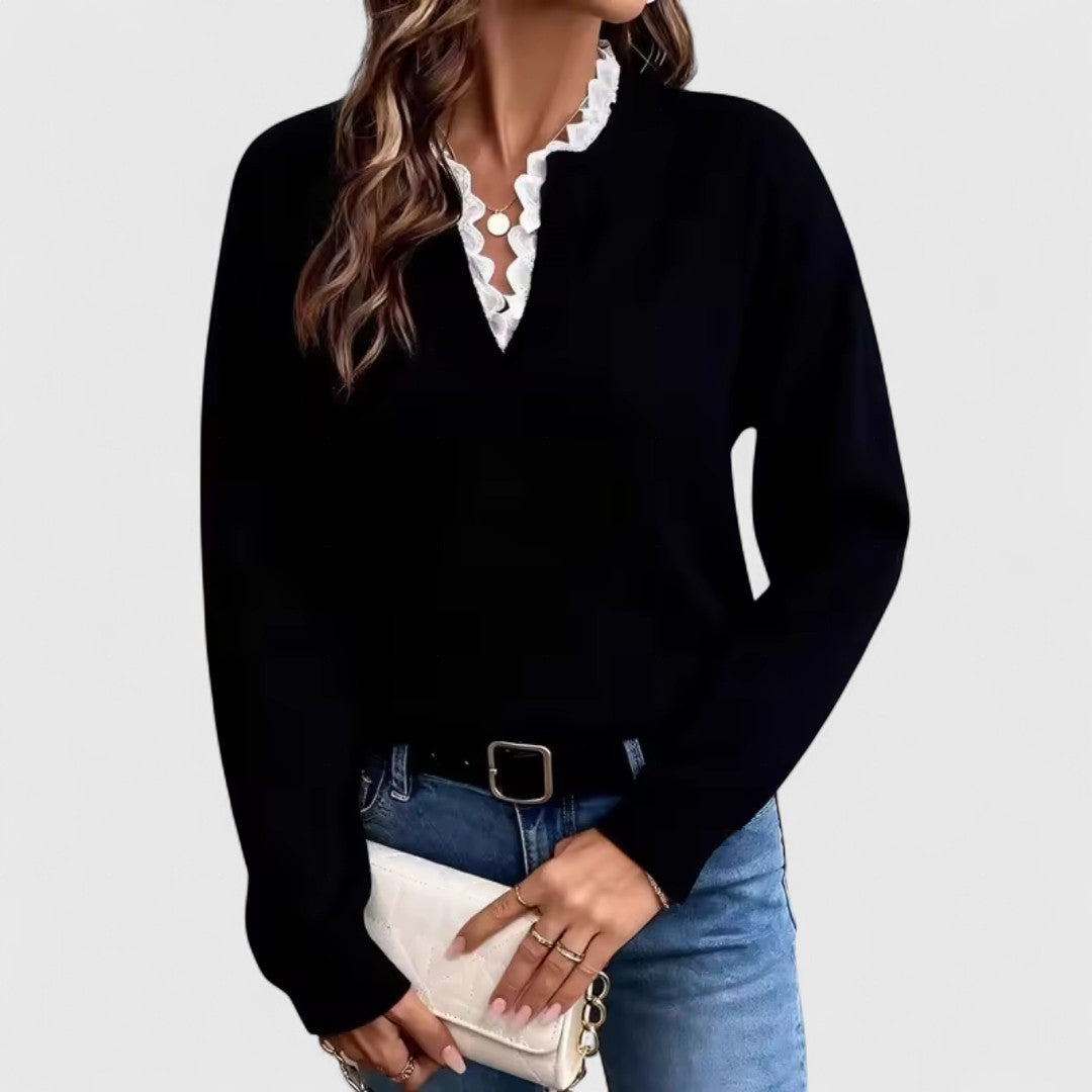 Sreća - Bluza s čipkom i V-izrezom za elegantnu udobnost