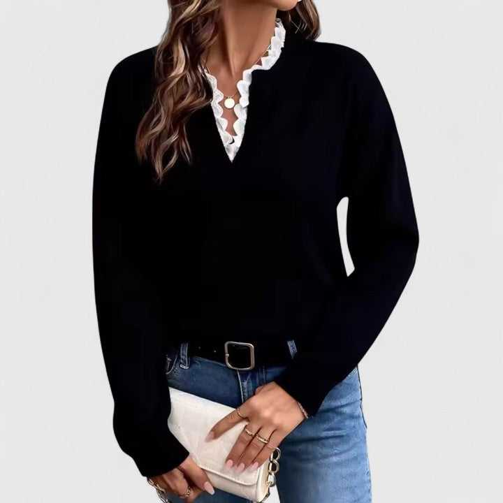 Sreća - Bluza s čipkom i V-izrezom za elegantnu udobnost