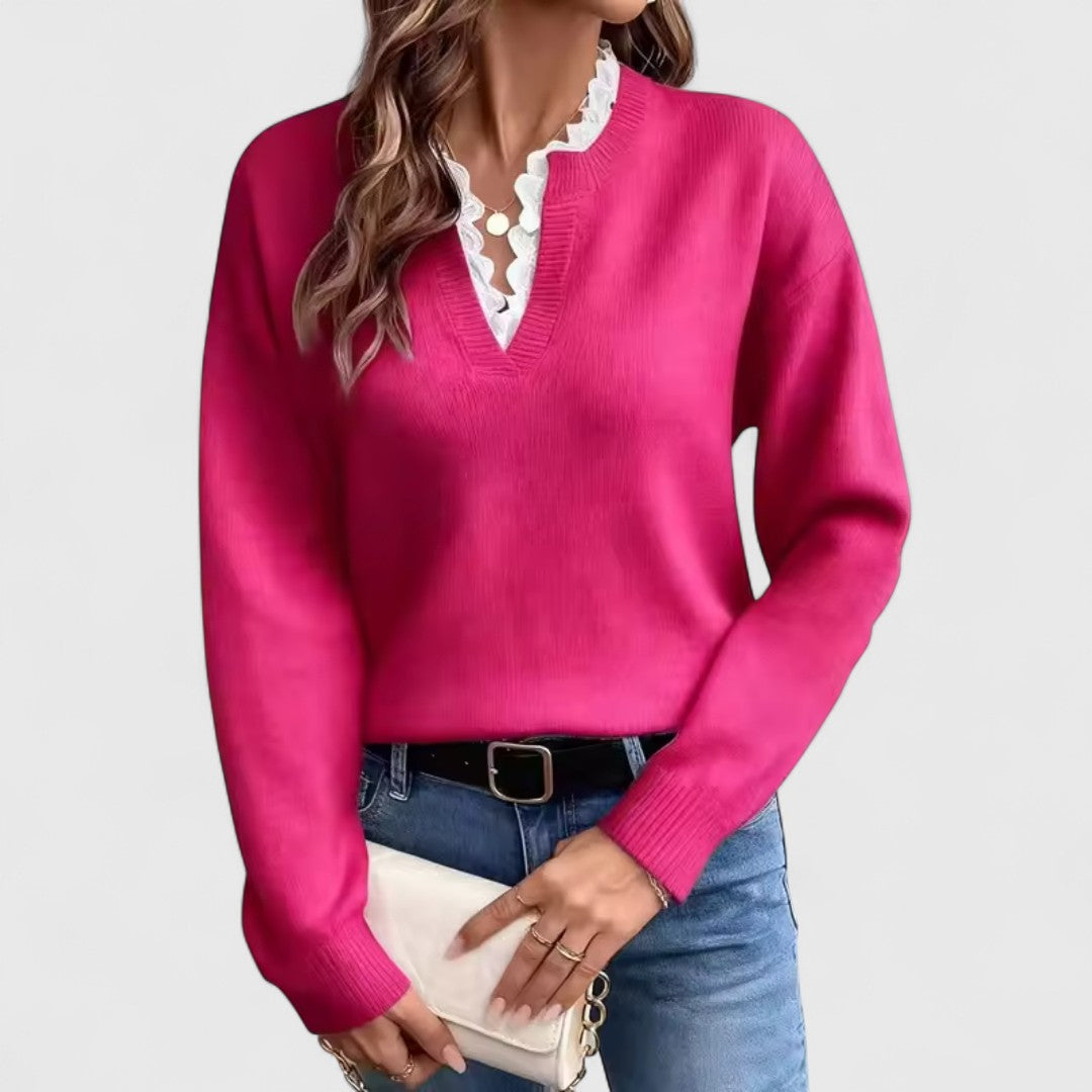 Sreća - Bluza s čipkom i V-izrezom za elegantnu udobnost