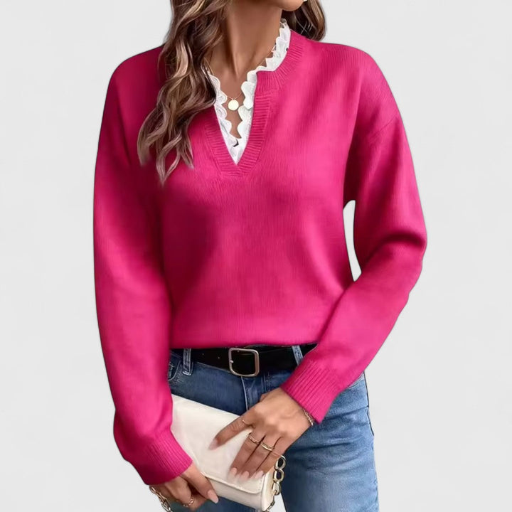 Sreća - Bluza s čipkom i V-izrezom za elegantnu udobnost