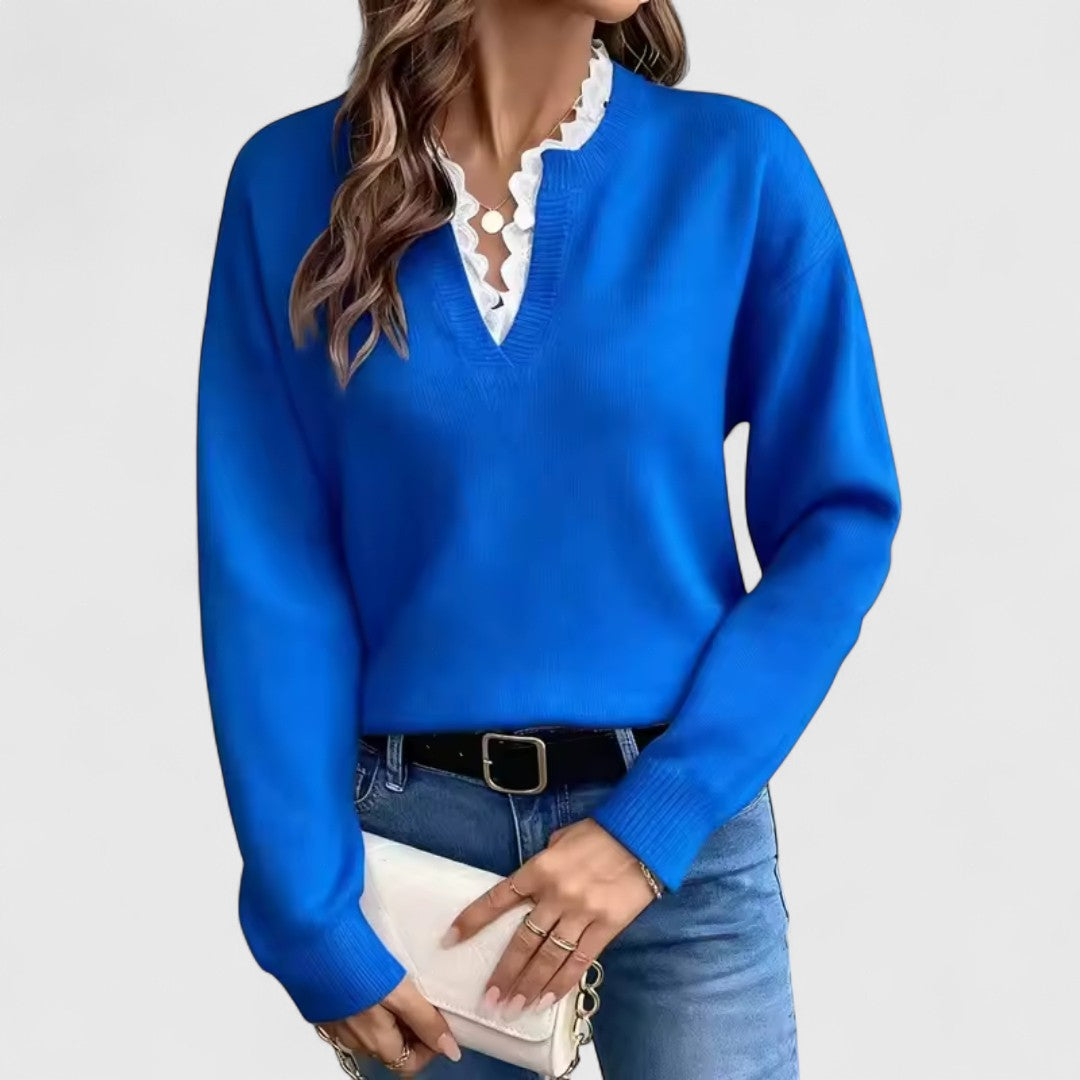 Sreća - Bluza s čipkom i V-izrezom za elegantnu udobnost