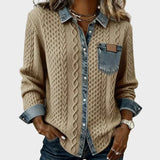 Eimilia - Pleteni top s pletenicama i denim detaljima