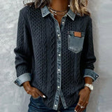 Eimilia - Pleteni top s pletenicama i denim detaljima