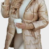 Aleksija - Dugo toplo kaput s kapicom od quilted materijala