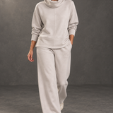 Aivra | Ženski dugi rukav turtleneck široke nogavice dvodijelni set s džepovima