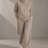 Aivra | Ženski dugi rukav turtleneck široke nogavice dvodijelni set s džepovima
