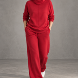 Aivra | Ženski dugi rukav turtleneck široke nogavice dvodijelni set s džepovima