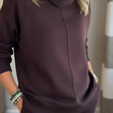 Aivra | Ženski dugi rukav turtleneck široke nogavice dvodijelni set s džepovima