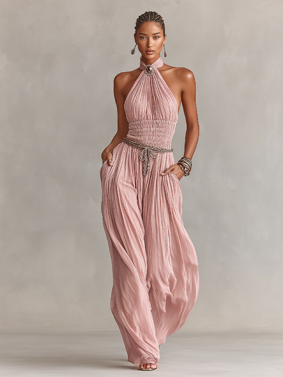 Tuta Plisata Elegante Atemporale con Collo Halter