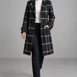 Atina - Elegantni Vuneni Kaput u Zelenom Kariranom Uzorku