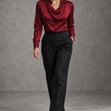 Elegantna Bijela Satenska Bluza s Draper Dekom