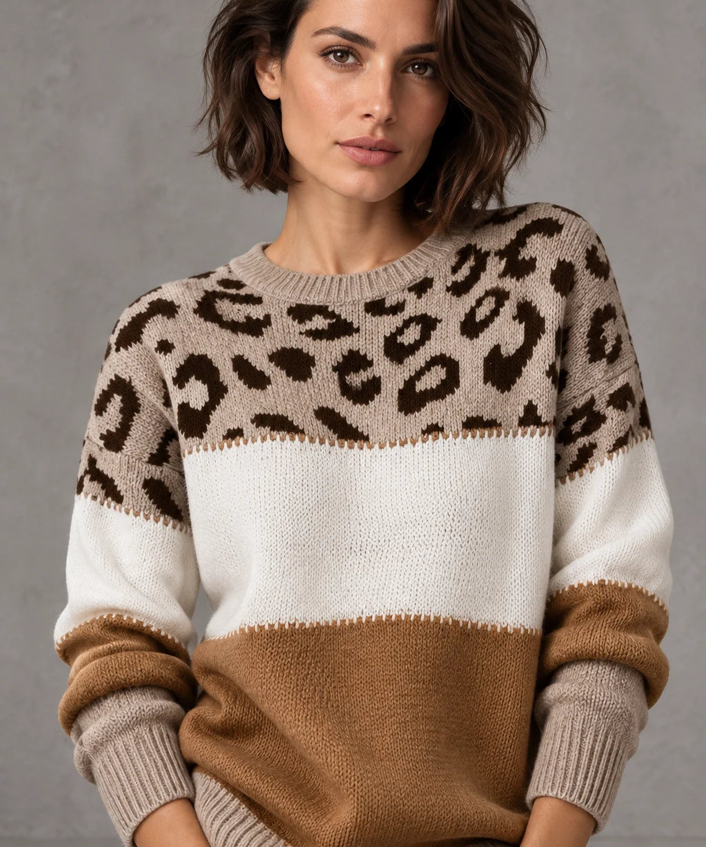 Phaedra - Pulover s leopard uzorkom i mekom teksturom
