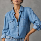 CELESTE GUMBASTI DENIM TOP