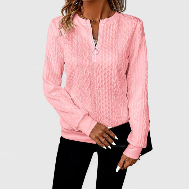 Pagona - Ženska jakna s patentnim zatvaračem i pletenim dizajnom za elegantnu udobnost